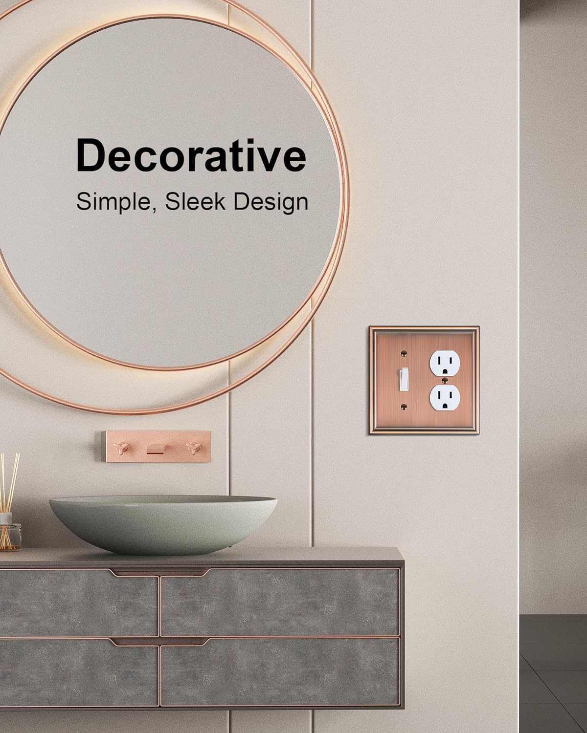 2-Pack Combo Toggle/Duplex Light Switch Cover Plate, Antique Copper Wall Outlet Cover Plate, Decorative Wall Receptacle Cover for Electrical Outlets, Light Switch, Durable Solid Zinc Alloy