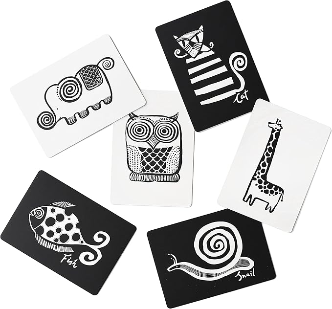Wee Gallery Art Cards for Baby, Durable High Contrast Black and White Animal Flashcards for Newborns, Brain Development, Sensory Toys, Tummy Time Essentials for Infant and Toddler - Original Animals