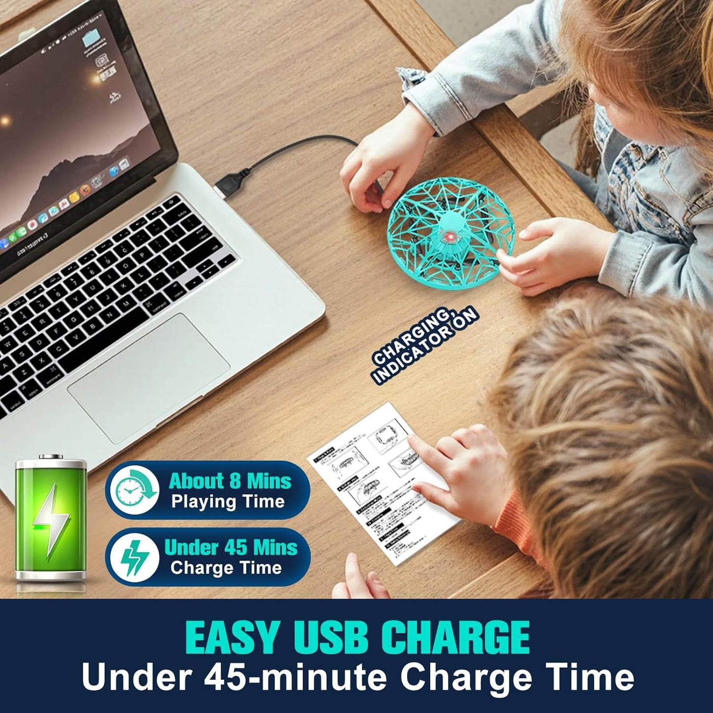 Hand Operated Drone Toy for Kids or Adults - AI Motion Sensors Mini Drones with Bright LED Projection, 360 Flips, Easy Indoor Small Flying Orb Ball for Age 4-6-8-12 Birthday Gifts