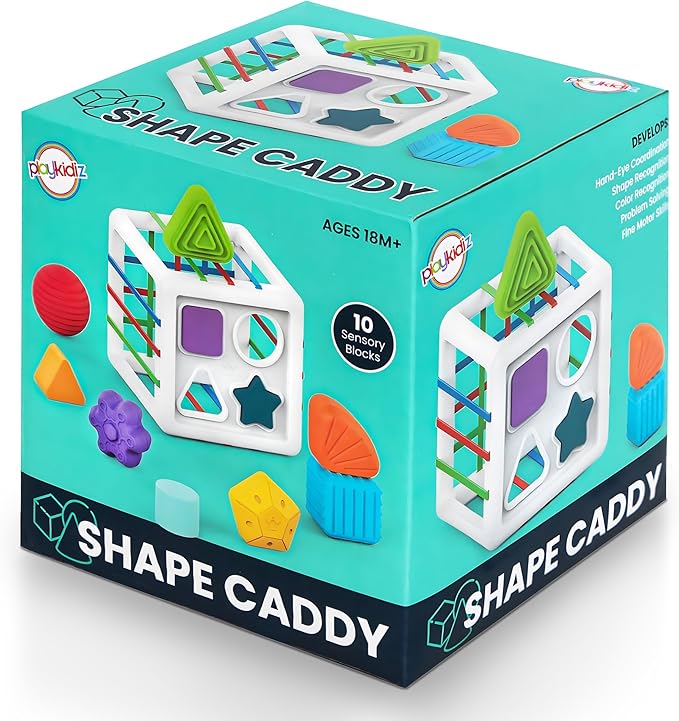 Shape Sorter Baby Toys, Sorting & Stacking Blocks Toy for Toddlers, Sensory Shapes, Early Learning Development Activity Cube for Boys & Girls, 18+ Months