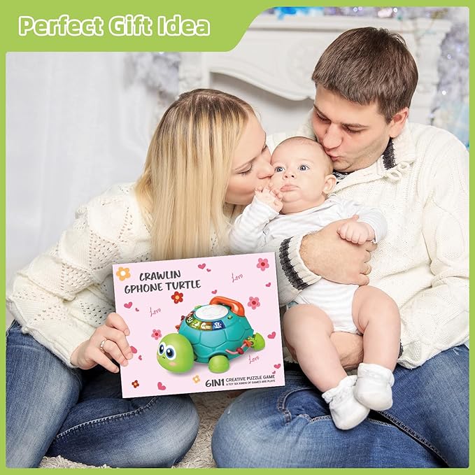 Hanayo Baby Toys 6 to 12 Months,Musical Turtle Crawling Girl Toys for 12-18 Months,Infant Early Learning Educational Toy,Girl & Boy Gift Essentials for Newborn 7 8 9 11+ Months 1-2 Year Old(Green)