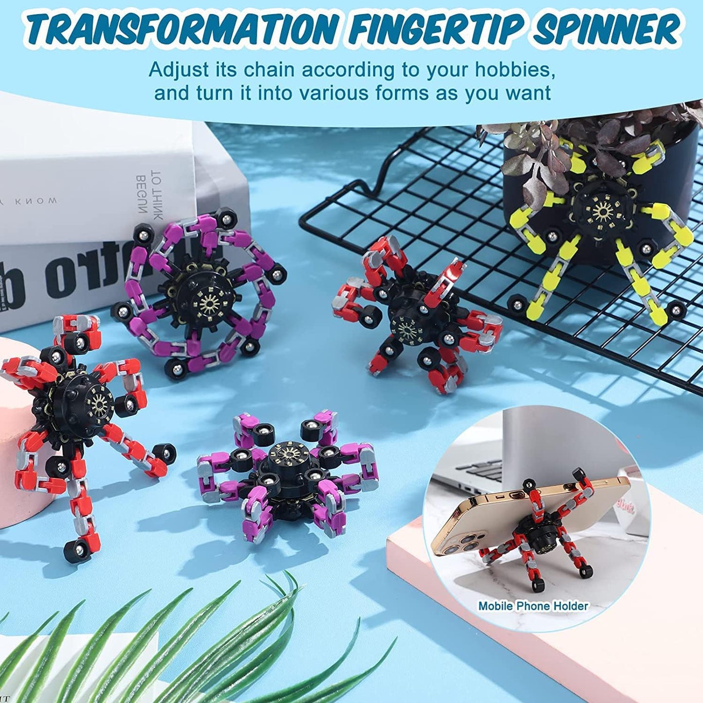 30pcs Random Fidget Spinners,DIY Deformable Robot Fingertip Toys,Decompression Spinner,Deformable Creative Mechanical Gyro Toys,Stress Relief Mechanical Chain Toy for Kids Adults,Party Supplies