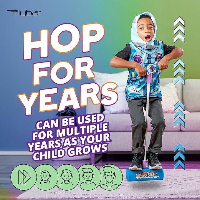 Flybar My First Foam Pogo Jumper for Kids Fun and Safe Pogo Stick for Toddlers, Durable Foam and Bungee Jumper for Ages 3 and up, Supports up to 250lbs