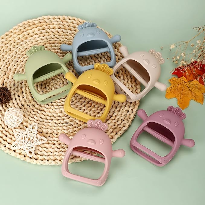 Socub 2 Pack Silicone Baby Teether Toys for Infants 3-6 6-12 Months, BPA Free Anti-Drop Silicone Mitten Teething Toy, Baby Chew Toys for Sucking Needs, Newborn Essentials & Baby Shower Gifts Girls