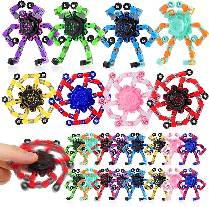 24PCS Transformable Fidget Spinners,Christmas Fidget Party Favors Christmas Stocking Stuffers, Sensory Bulk Robot Fidget Stress Relief Toys for Kids Boys Girls 8-12