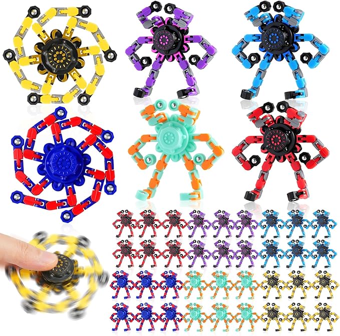 36PCS Transformable Fidget Spinners,Bulk Sensory Fidget Stress Relief Toys for Kids Boys Girls,Christmas Party Favors Classroom Prizes Birthday, for ADHD Focus