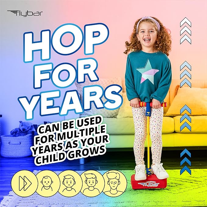 Flybar My First Foam Pogo Jumper for Kids Fun and Safe Pogo Stick for Toddlers, Durable Foam and Bungee Jumper for Ages 3 and up, Supports up to 250lbs