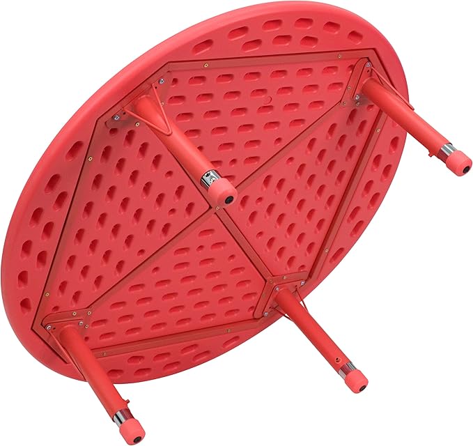 Flash Furniture Wren 45'' Round Red Plastic Height Adjustable Activity Table