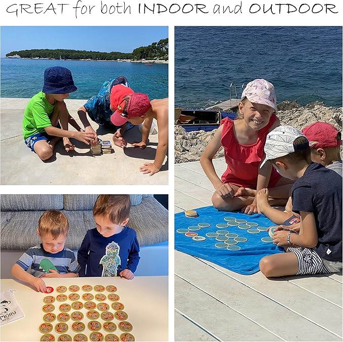 Montessori-Inspired Wooden Matching Game for Toddlers 2-4 Years - Durable, Scratch-Resistant 36 Card Set, Includes Carry Bag - Memory Game for Toddlers 2-4 Years - Cognitive Verbal Skills Development