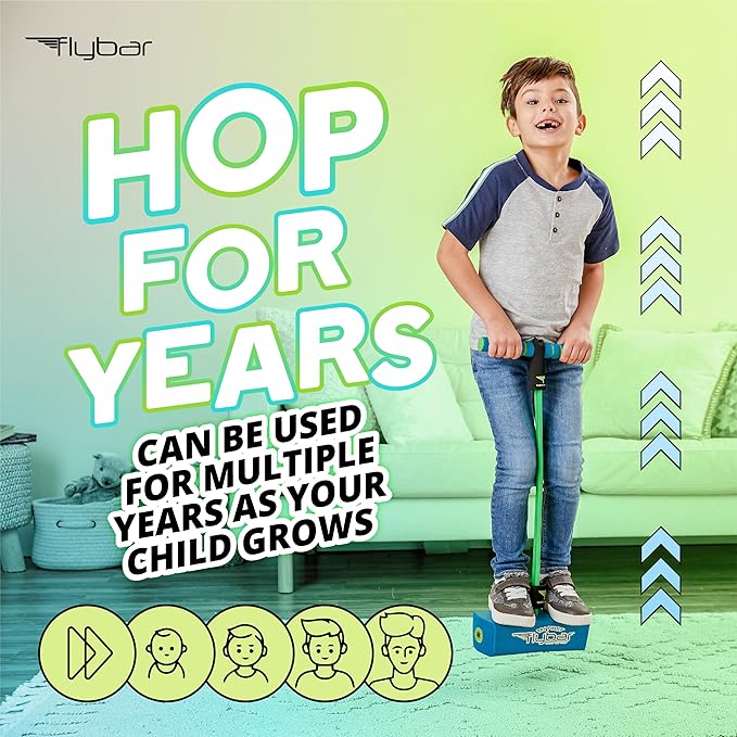 Flybar My First Foam Pogo Jumper for Kids Fun and Safe Pogo Stick for Toddlers, Durable Foam and Bungee Jumper for Ages 3 and up, Supports up to 250lbs