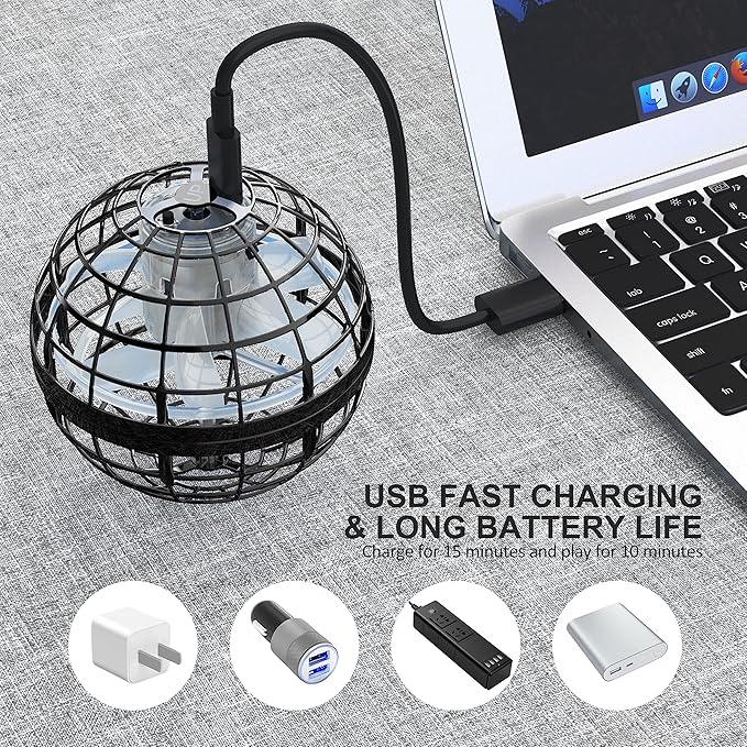 2025 Flying Orb Ball Toy,Cosmic Globe Boomerang Hover Ball Galactic Fidget Spinner, Hand Drone Orbit, Cool Toys Gift for 6 7 8 9 10+ Year Old Boys Girls Teens Outdoor Toys(Black)