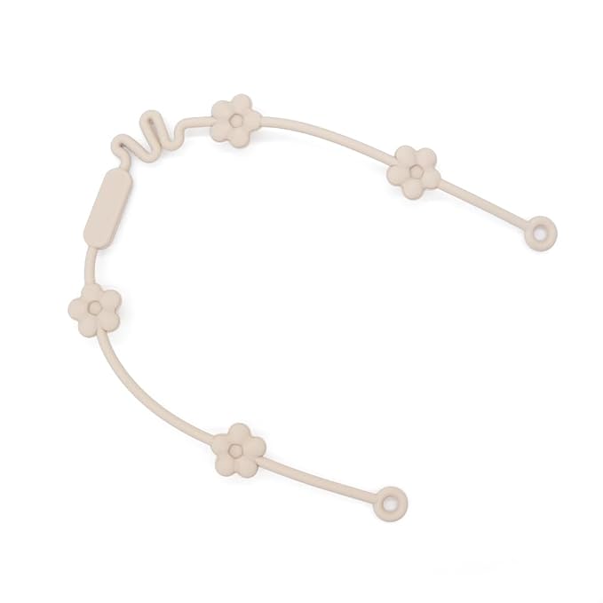 3Pcs Baby Silicone Teether Toy Set - Food-Grade Silicone Teething Relief Toys,Wooden Ring Teether Cute Bear Toy and Toy Straps for Babies 3-12 Months (Bright Beige)