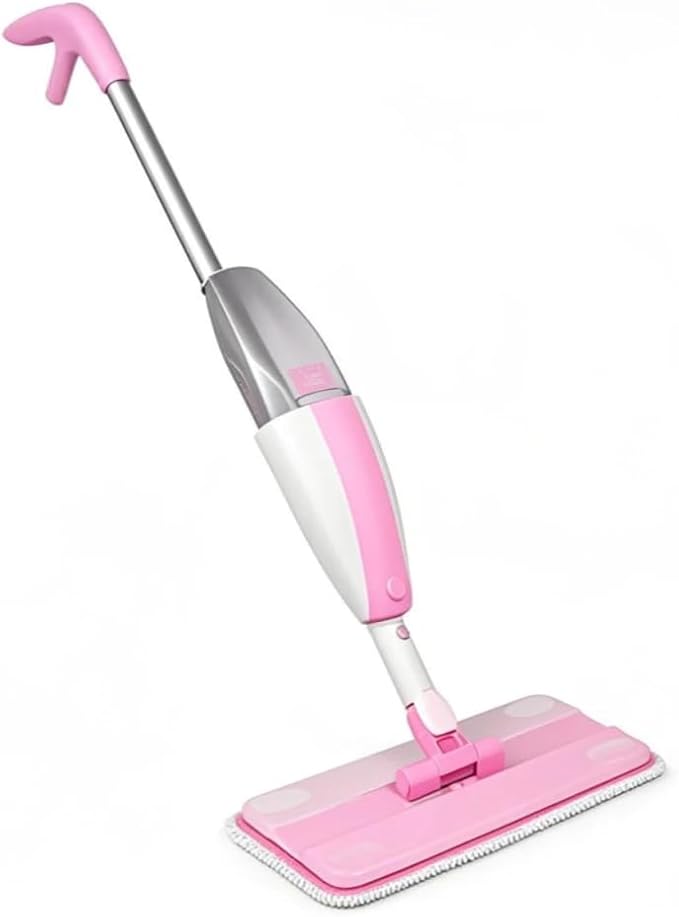 Kids Spray Mop,Fun & Functional Toddler Cleaning Set,Real Working Mop for Floors,Pretend Play – Includes Spray Bottle, 2 Washable Microfiber Pads, Montessori Kids Cleaning Toy Set -Pink