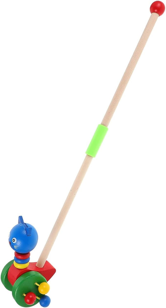 Wooden Cartoon Animal Push Walker for Walker Push with Stable Design Material Promotes Motor Skill Development and Social Interaction for Boys