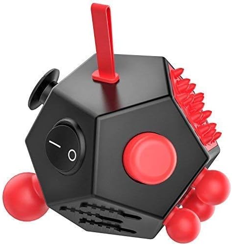 12 Sided Cube Toys,Fidget Dodecagon Toys Relief Stress,Autism Anxiety Depression for Kids and Adults (Red, Normal A4)