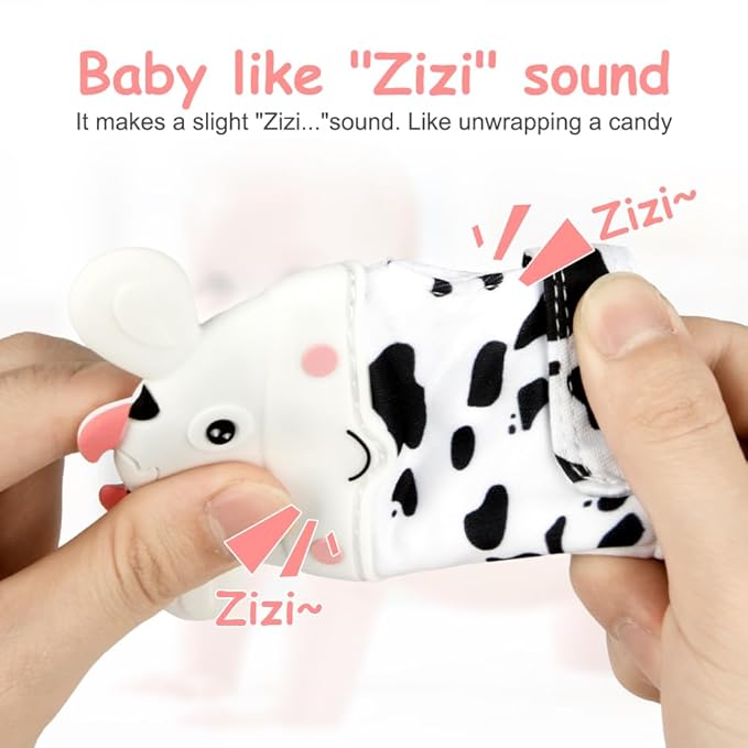 2Pack Silicone Teething Mitt, Cow Baby Teething Toy for 0-6 6-12 Months, Food Grade Silicone Infant Teething Mitten, BPA-Free Baby Chew Toys for Pain Relief, Sucking Needs