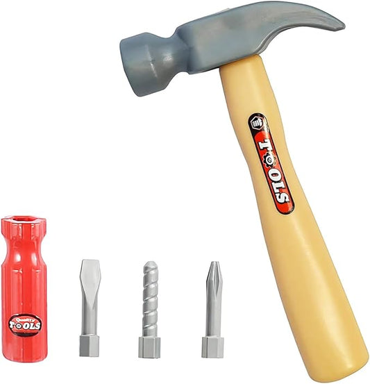 Toy Choi's 4Pcs Toddler Hammer, Plastic Toy Hammer and Toys Simulation Hammers Maintenance Tools, Pretend Play Kid Hammer for Toy Workbench