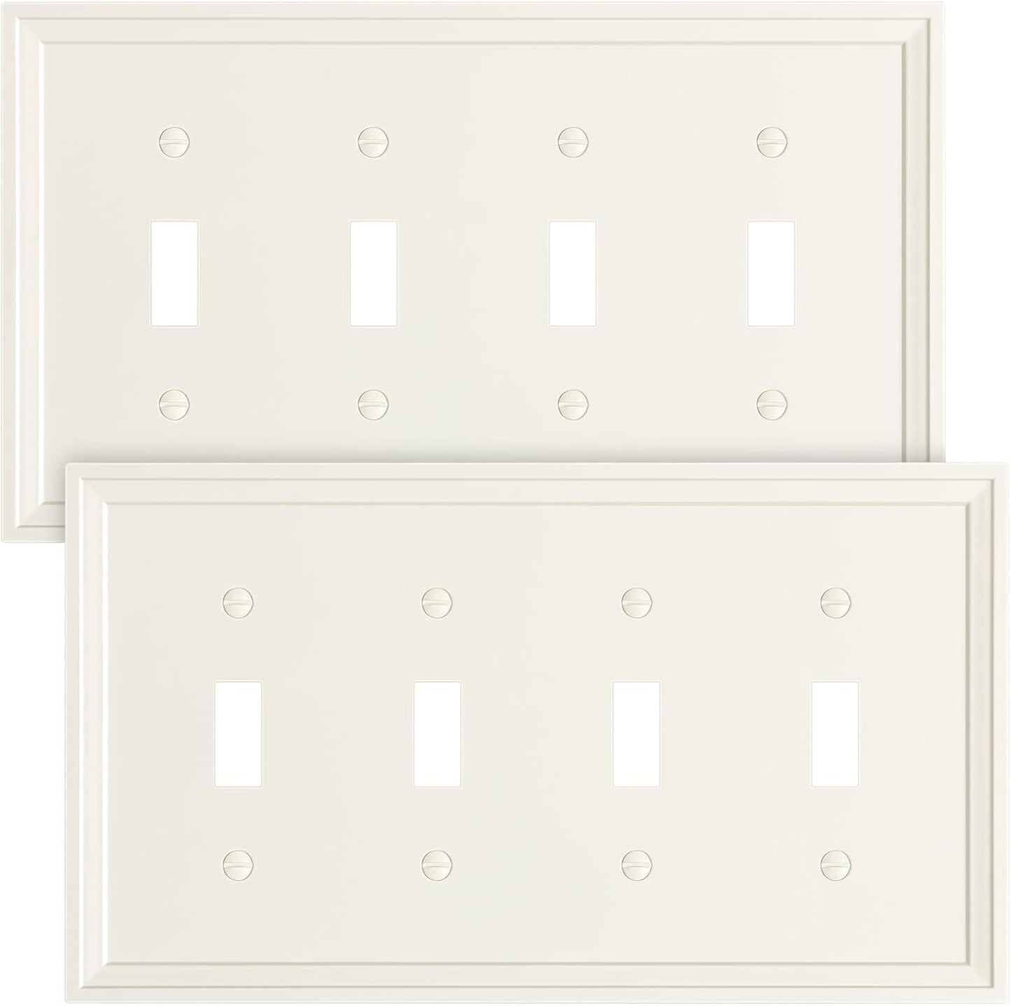 2-Pack Quad Toggle Light Switch Cover Plate, Light Almond Decorative Switch Plate Covers, Natural Bamboo Fiber 4 Gang Wall Plate, Corrosion Resistant