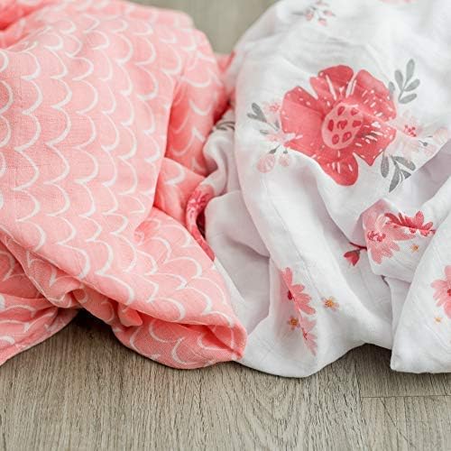 GRACED SOFT LUXURIES Premium Muslin Baby Swaddle Blankets 2 Pack | Large 47 x 47 inch | 100% Cotton Muslin Newborn Infant Swaddle Receiving Blanket Wrap (Summer Daisies)