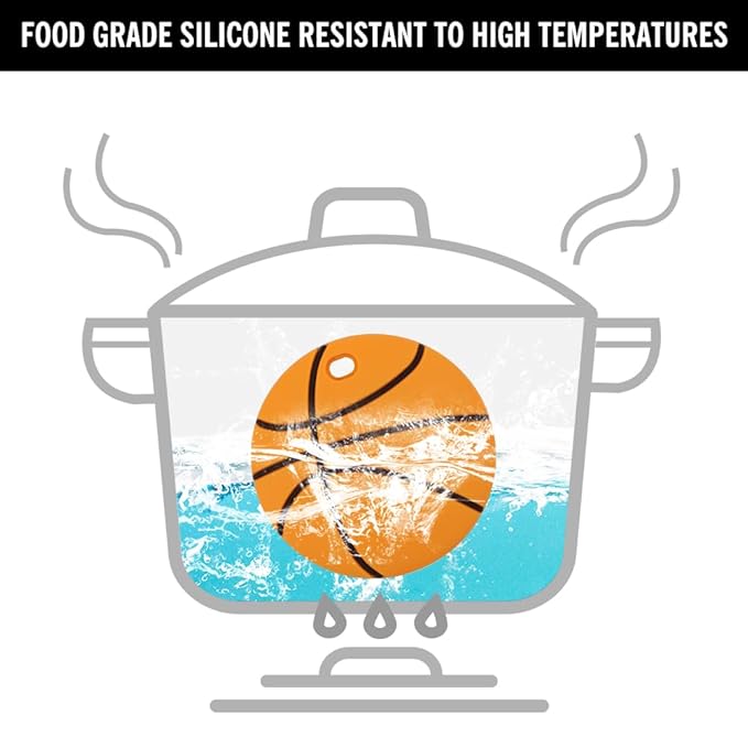 Baby Sports Ball Teething Toys,Food Grade Silicone Teether with One-Piece Pacifier Clip Holder,Shower Gift,Teething Pain Relief for 3 Months+ Boy and Girl,BPA Free,Freezer Safe. (Basketball)