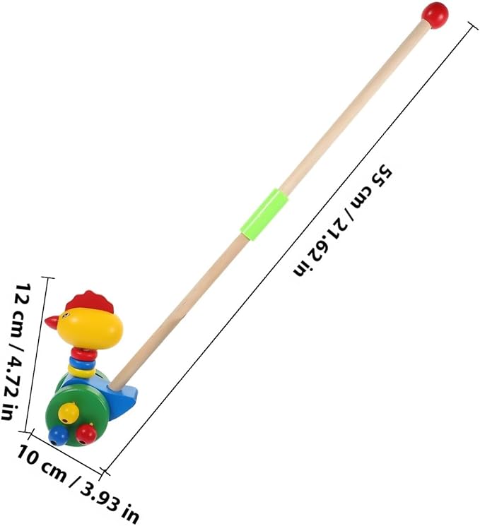 BESPORTBLE Wooden Cartoon Animal Push Walker for Learning to Walk with Swinging Hands Educational Walker for Boys and Gift for Shower and Birthday