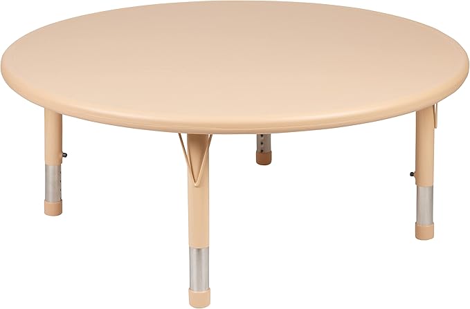 Flash Furniture Wren 45" Round Natural Plastic Height AdjusTable with Rounded Safety Corners Activity Table with Rounded Safety Corners