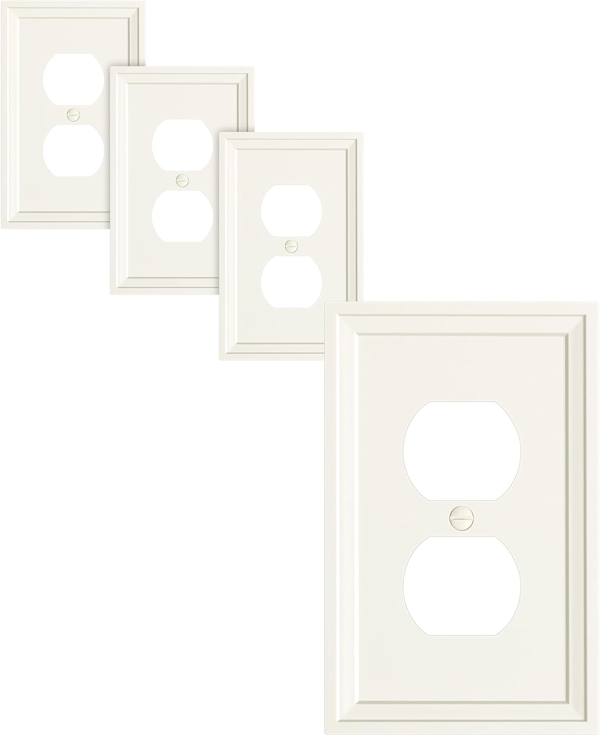 4-Pack Duplex Outlet Cover, Natural Bamboo Fiber Switch Plates and Outlet Covers, Light Almond Decorative Wall Plates for Electrical Outlets, 1 Gang Receptacle Cover, Corrosion Resistant