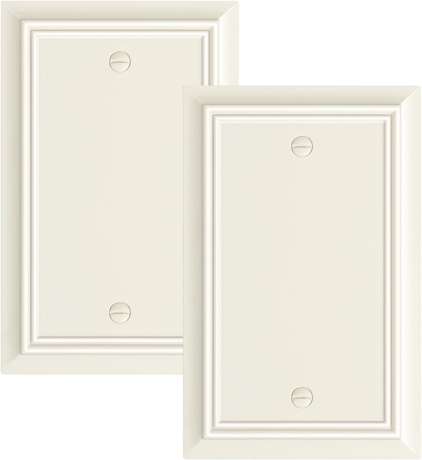 2-Pack Single Blank Wall Plate, Durable Natural Bamboo Fiber Wall Plate Cover,Light Almond 1 Gang Wall Plate for Unused Outlets/Switches, Corrosion Resistant