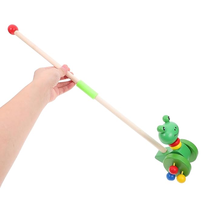 Vaguelly Push Walker Cart for Safe Walking Aid with Cartoon Amphibian Motif Lightweight Portable for Months Boys and Learning to Walk