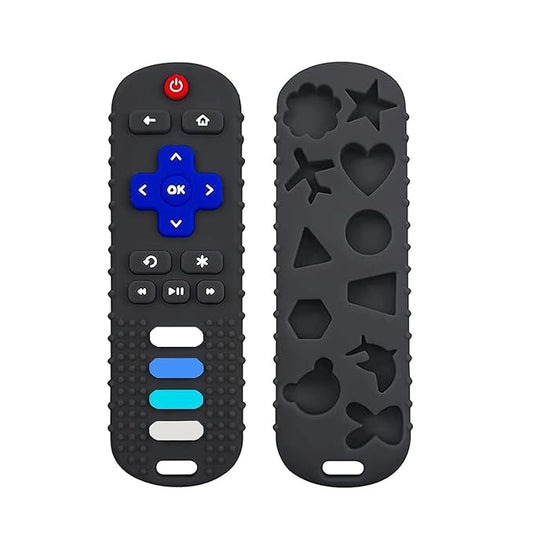 Silicone Baby Teething Toys,Teething Toys for Babies 3 6 18 24 Months,Baby Silicone Chew Toys,Remote Control Shape Teether Toys,BPA Free(N-Black)
