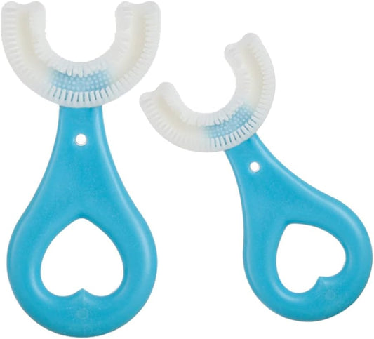 2 Pcs U-Shaped Kids Toothbrush, Premium Soft Manual Training Toothbrush for Kids 2-6 Years Old. (Blue)