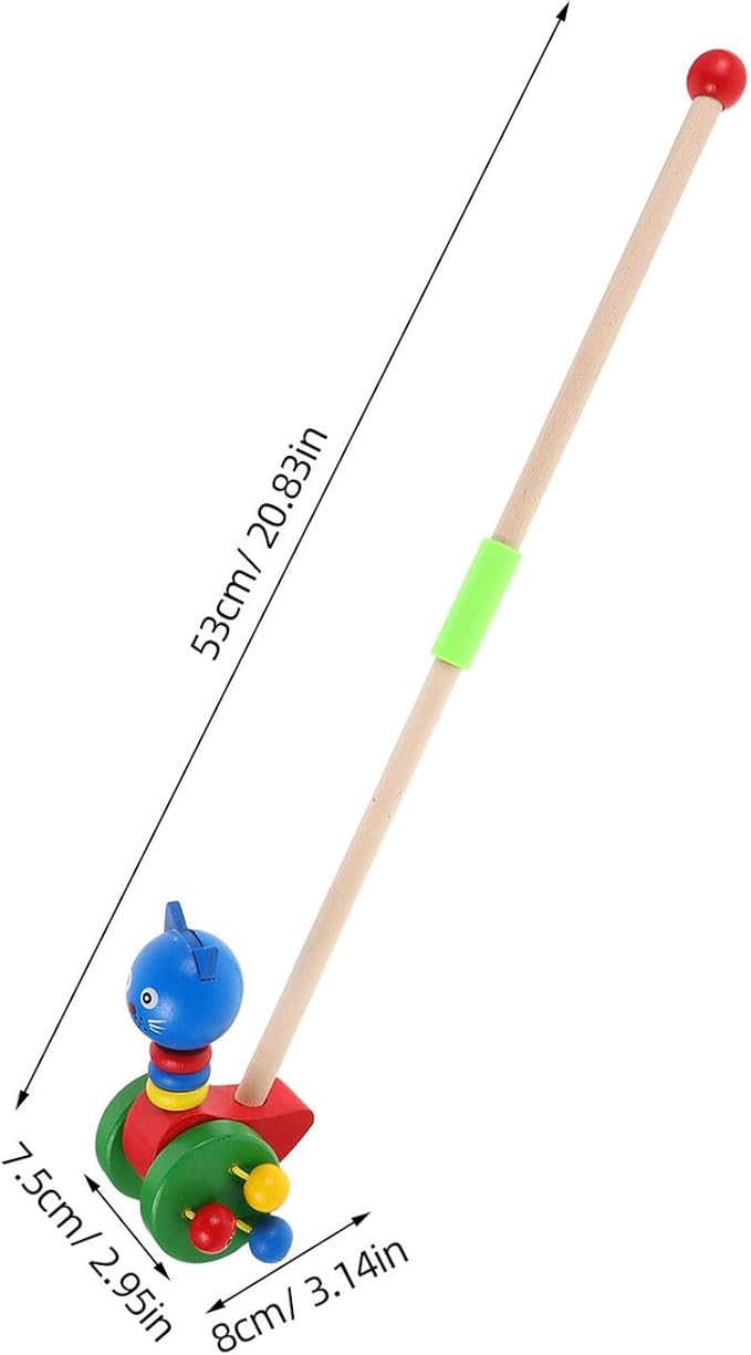 Wooden Cartoon Animal Push Walker for Walker Push with Stable Design Material Promotes Motor Skill Development and Social Interaction for Boys