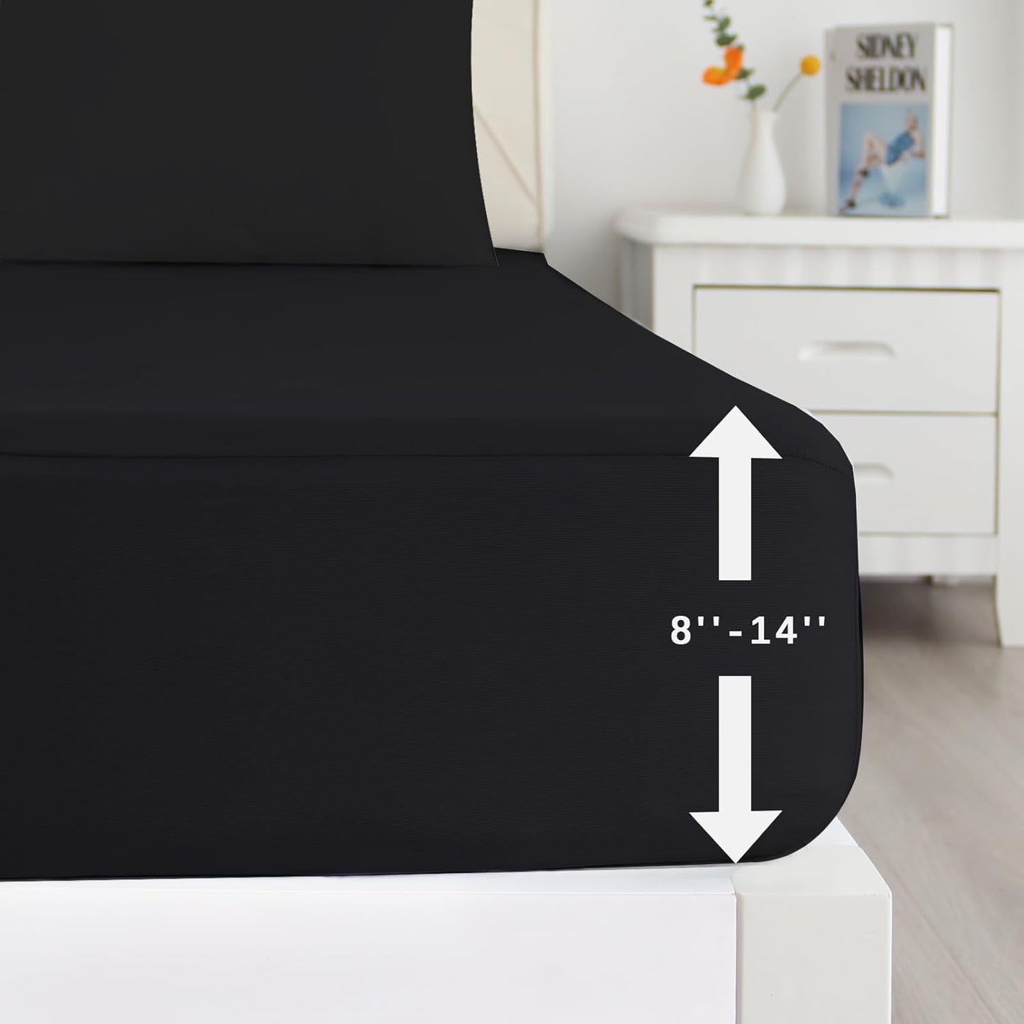 2 Pack Twin Mattress Protector Waterproof, Noiseless & Soft Coverage Mattress Fitted Sheet Twin with Deep Pocket up to 14", Super Breathable & Easy Wash Twin Size Mattress Protector