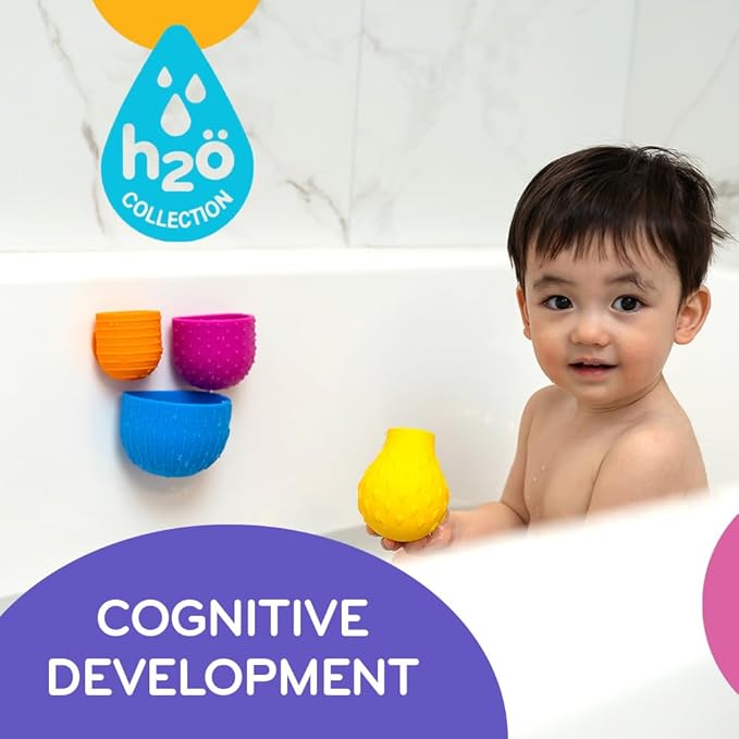 Mobi Oomplz Water Toys - Baby Stacking Cups for Toddlers, Bath Cups, Pool and Tub Toys, Water Play for Babies and Kids, Non Toxic Food Grade Silicone and BPA Free - for Toddlers Ages 1-3