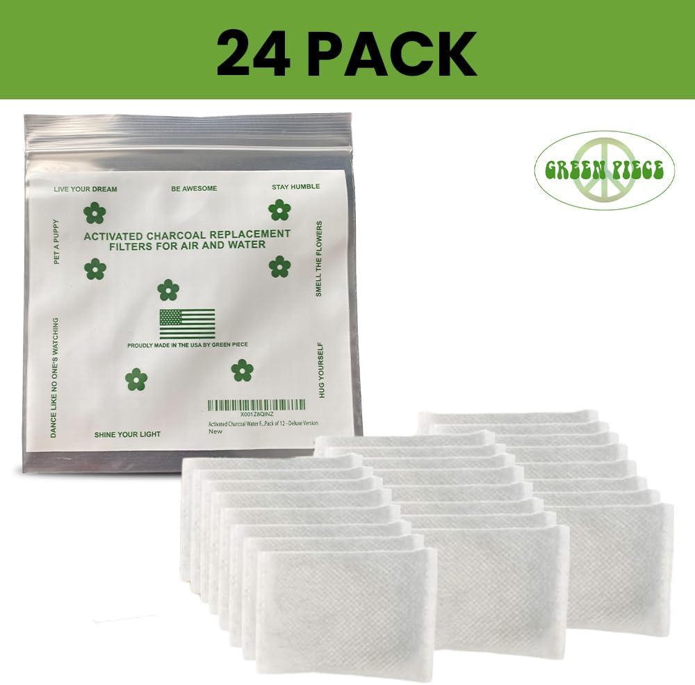 Green Piece® 24 Pack Overstuffed All-Natural Diaper Pail Deodorizer | Activated Charcoal Air Purifier Compatible with Diaper Pails, Shoe Closets, Trash Cans, Pets - Made in The USA by Green Piece