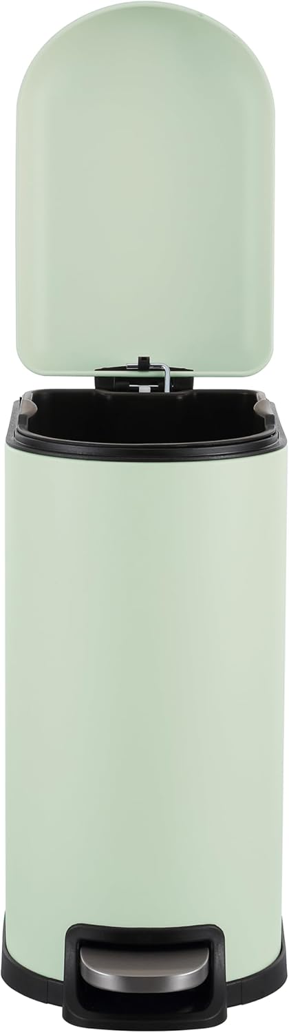 happimess HPM1009E Roland Mini 2.6-Gallon Step-Open Trash Can, Pistachio Gelato,with Soft-Close Lid, Fingerprint Resistant, Modern, Minimalistic for Home, Kitchen, Office, Bedroom, Bathroom