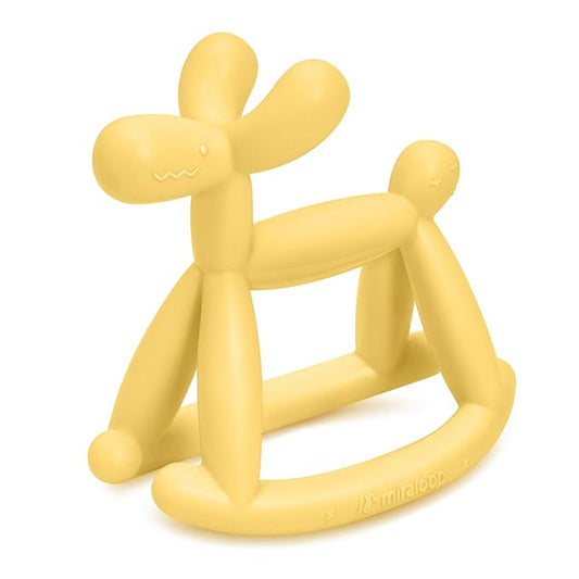 Teething Toys for Babies 6-12 Months, Jellydog Never Drop Food Grade Rocking Silicone Teether, Prevent Choking & Odorless Baby Teether, Less Dust and Hair Adhesion, Baby Gift, Light Yellow