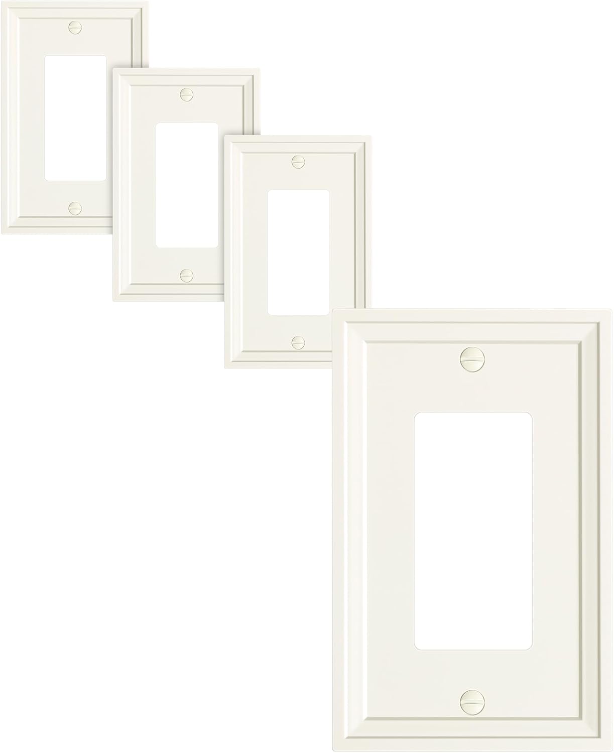 4-Pack Decorator Outlet Cover Plate, Light Almond Modern Decorative Switch Plates and Outlet Covers, Natural Bamboo Fiber Wall Plates for Electrical Outlets