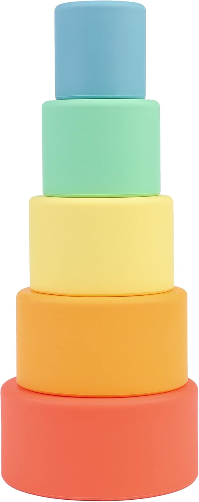 BLUE GINKGO Silicone Stacking Cups – Nesting & Sensory Stacking Toy for Toddlers | Open-Ended Montessori Toy with 5 Cups (Matte Colors)