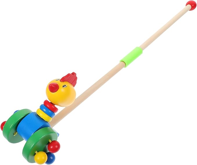 BESPORTBLE Wooden Cartoon Animal Push Walker for Learning to Walk with Swinging Hands Educational Walker for Boys and Gift for Shower and Birthday