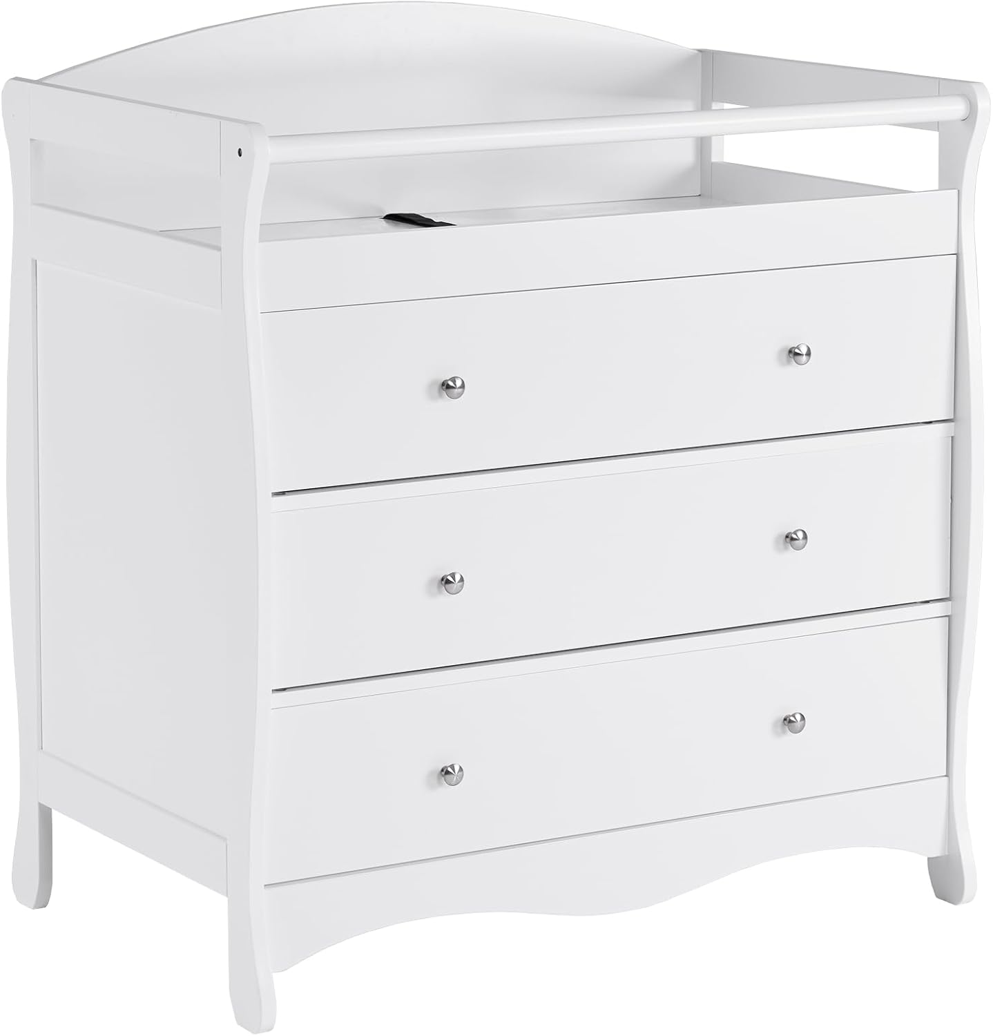 3-Drawer Changing Table, Safety Rails & Strap, Infant Diaper Changing Station with Drawers, Baby Diaper Changing Table Dresser for Nursery, Easy Assembly (White)
