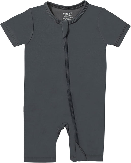 GUISBY Rayon made from bamboo Baby Pajamas Short Sleeve Footless Rompers 2 Way Zipper Sleeper for Baby