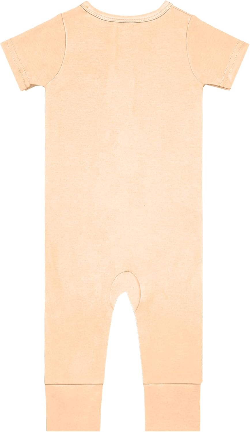 GUISBY Footless Short Sleeve Baby Pajamas with Zipper Cotton Infant Sleepwear