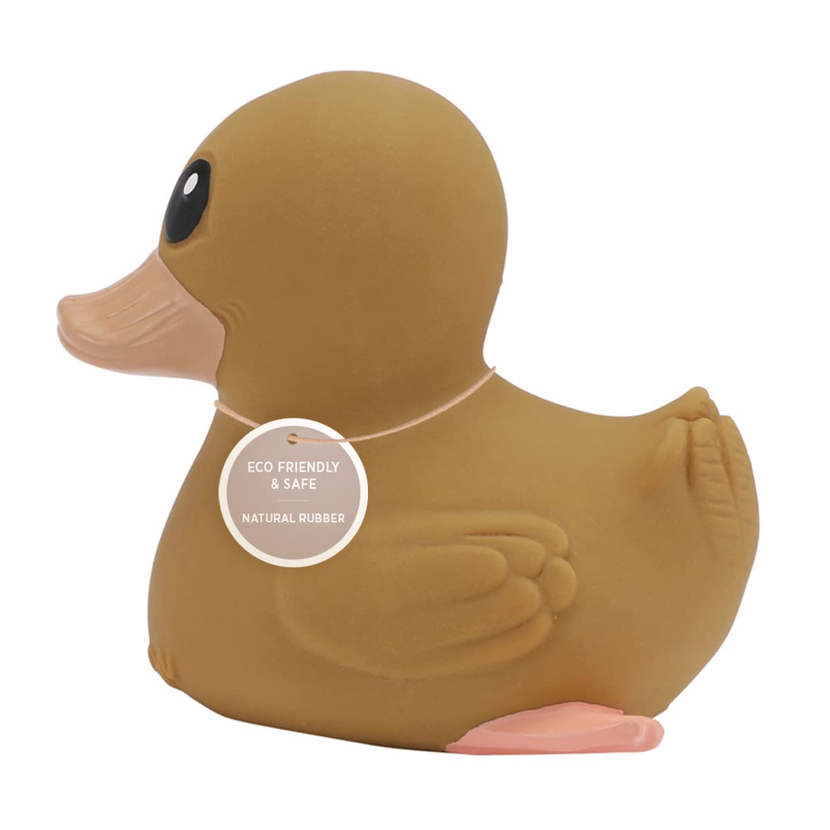 HEVEA Kawan Mini Rubber Duck - 100% Natural Rubber Baby Bath Toy - Eco Friendly, Perfect for Playing, Teething, and Bathing - Mold Free Bath Toys - Golden Ochre
