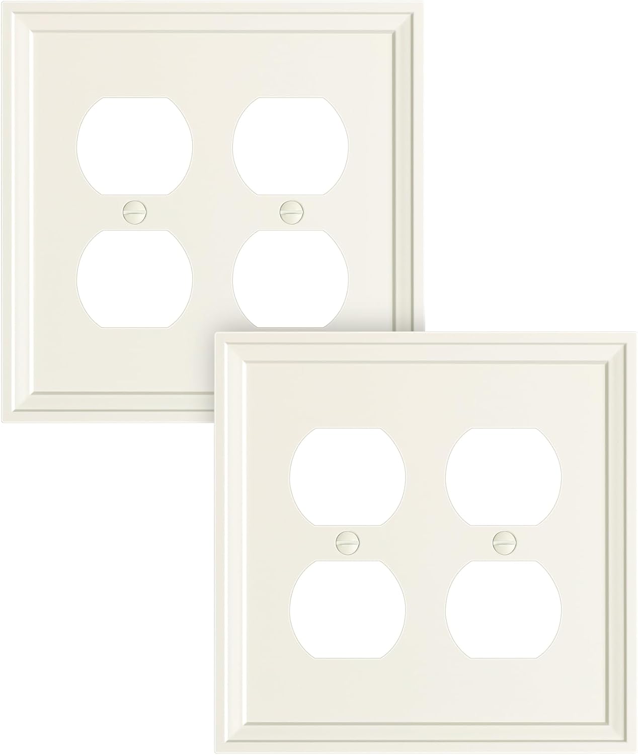 2-Pack Double Duplex Outlet Cover, Natural Bamboo Fiber Switch Plates and Outlet Covers, Light Almond Decorative Wall Plates for Electrical Outlets, 2 Gang Receptacle Cover