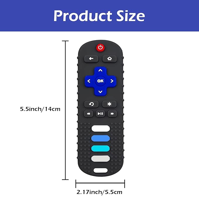 Silicone Baby Teething Toys for Babies 0-18 Months,Baby Silicone Chew Toys,Remote Control Shape Teething Toys,BPA Free(L-Black)