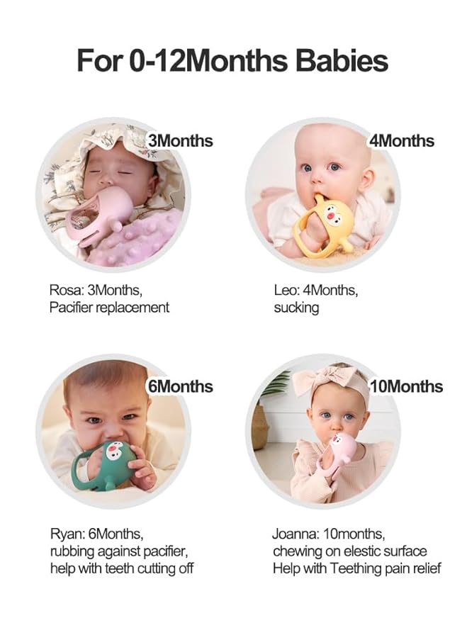 Smily Mia Smily Mia Penguin Teethers, Silicone TeethingToys for Babies 0-6Months, Baby Teethers for 3-6Months, Hand Teether for Infants, Pacifiers for New Born,Light Purple