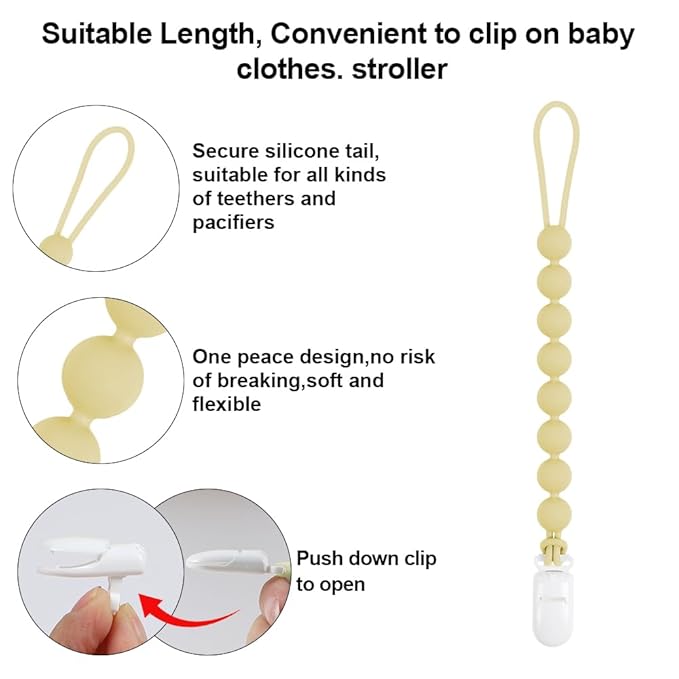 Baby Food Grade Silicone Teether Toy with Pacifier Clip Holder,Teething Toys Gift Set for 3 Months+ Boys and Girls,Freezer Safe,BPA Free. (Yellow Llama)