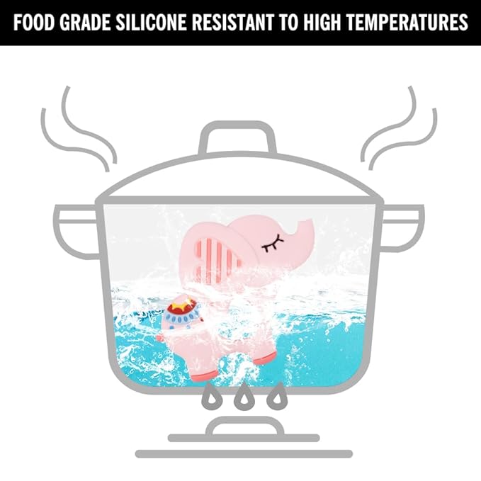 Baby Teething Toys,Food Grade Silicone Teether with One-Piece Pacifier Clip Holder,Shower Gift,Highly Effective Pain Relief for 3 Months+ Boy and Girl,BPA Free,Freezer Safe. (Pink Elephant)