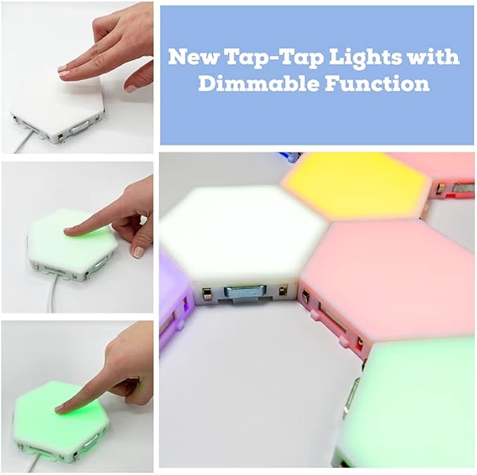Bright Autism Tap-Tap Touch Sensory Lights – Dimmable Room Lighting for Therapeutic & Educational Play. Visual & Tactile Soothing LED Stimulation. Perfect Addition to Your Child's Bedroom (6pcs)